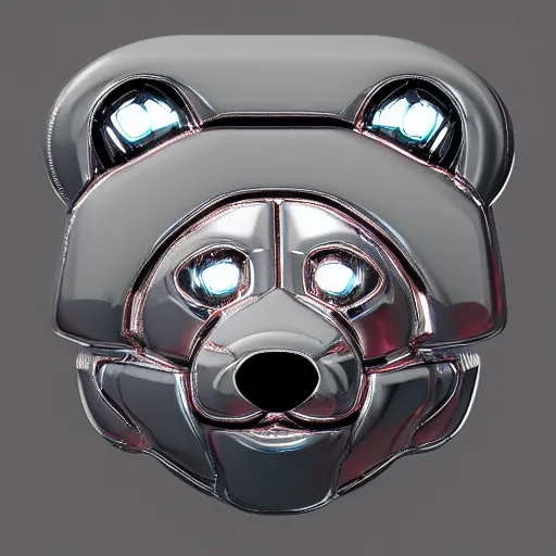 Image similar to chrome bear, glossy, metallic, neon, symmetrical, tribal patterns, realistic, unreal engine, octane, redshift, artstation, behance