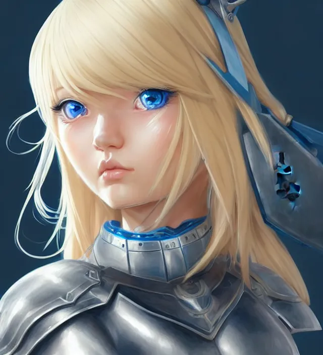 Image similar to character concept art of a cute german woman with blond hair and blue eyes, wearing plastic armor. lovely - fine - face, pretty face, key visual, realistic shaded perfect face, fine details by stanley artgerm lau, wlop, rossdraws, james jean, andrei riabovitchev, marc simonetti, sakimichan, trending on artstation