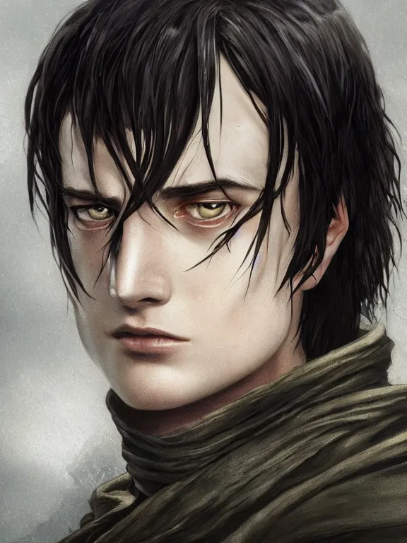 Image similar to levi ackerman, the lord of the rings, hyper detailed,, 8 k realistic, trending in artstation, digital painting, studio quality, cryengine, frostbite 3 engine, character design, smooth, sharp focus, art by artgerm and greg rutkowski and alphonse mucha and ian sprigger and wlop and krenz cushart