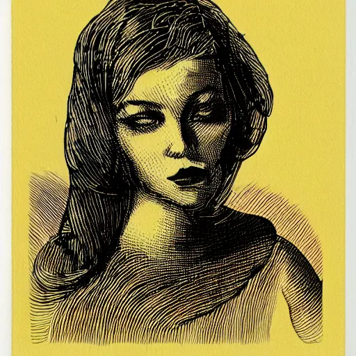 Image similar to a risograph of a beautiful woman