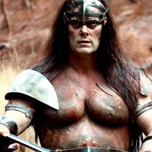 Prompt: dwight shrute as conan the barbarian