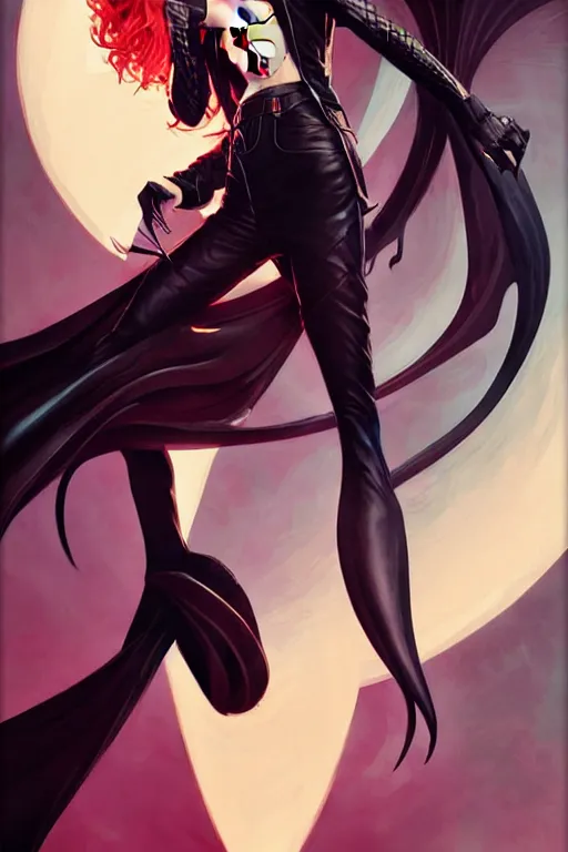 Image similar to rafael albuquerque comic art, art nouveau, peter mohrbacher, artgerm, pretty anya taylor - joy vampire sharp vampire teeth open mouth, black leather jacket, jeans, long blonde hair, full body