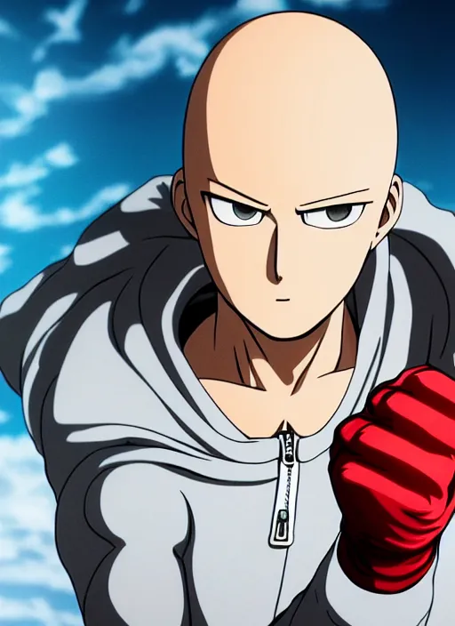 Image similar to A full portrait photo of real-life saitama one punch man, f/22, 35mm, 2700K, lighting, perfect faces, award winning photography.