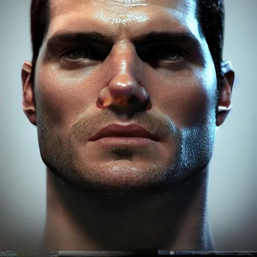 Image similar to henry cavill as chris redfield, au naturel, hyper detailed, digital art, trending in artstation, cinematic lighting, studio quality, smooth render, unreal engine 5 rendered, octane rendered, art style by klimt and nixeu and ian sprigger and wlop and krenz cushart