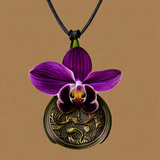 Prompt: orchid in amulet, highly detailed, photorealistic