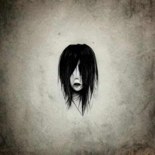 Image similar to grunge drawing of something in the style of the grudge | horror themed