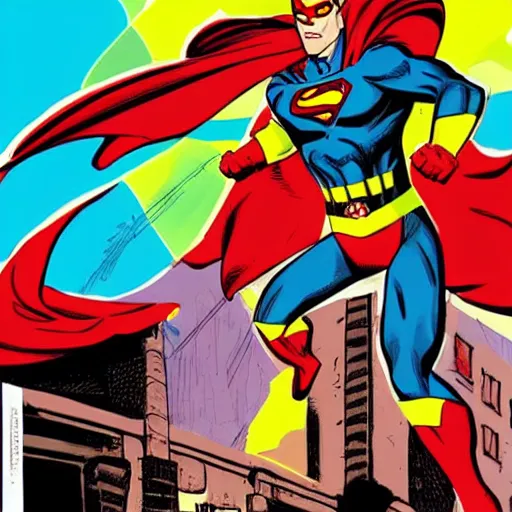 Image similar to superhero. comic style art by ryan ottley. bright colors. action shot.