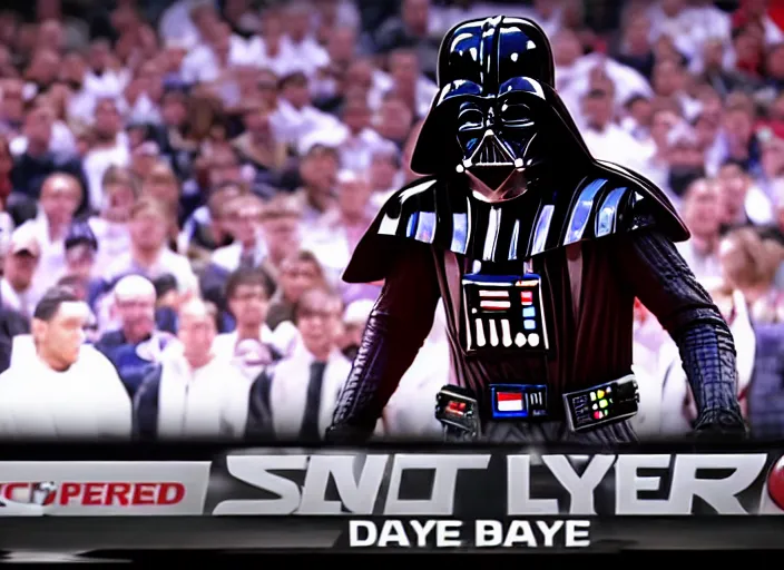 Image similar to ESPN still of Darth Vader playing in the nba playoffs live on espn, 4k