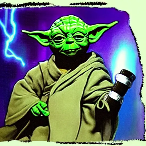 Prompt: yoda in a rockband