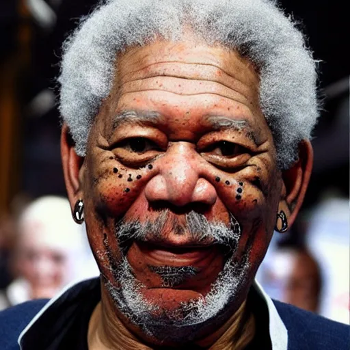 Prompt: morgan freeman in the style of hr giger