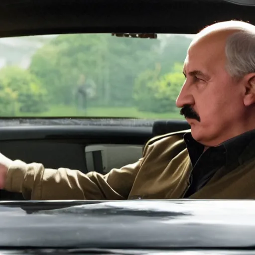 Image similar to Alexander Lukashenko in Drive, cinematic still