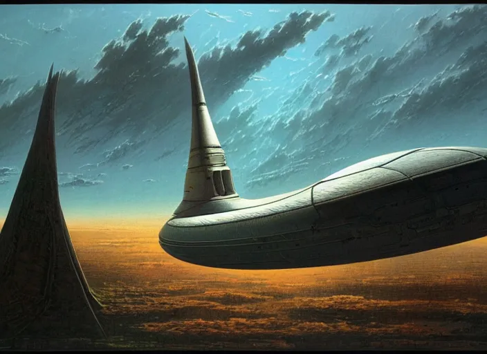 Prompt: a spaceship in an empty landscape by bruce pennington