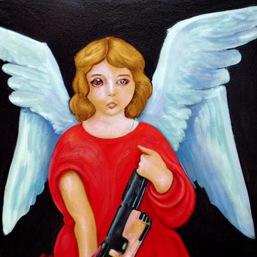 Prompt: angel with a shotgun