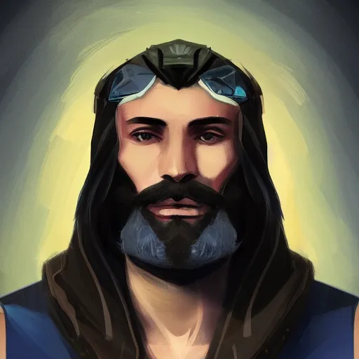 Image similar to portrait from a gay handsome masculine bearded alien man, trending on artstation