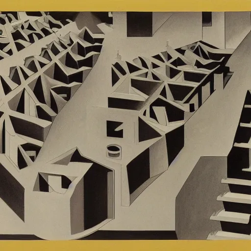 Prompt: painting by mc escher