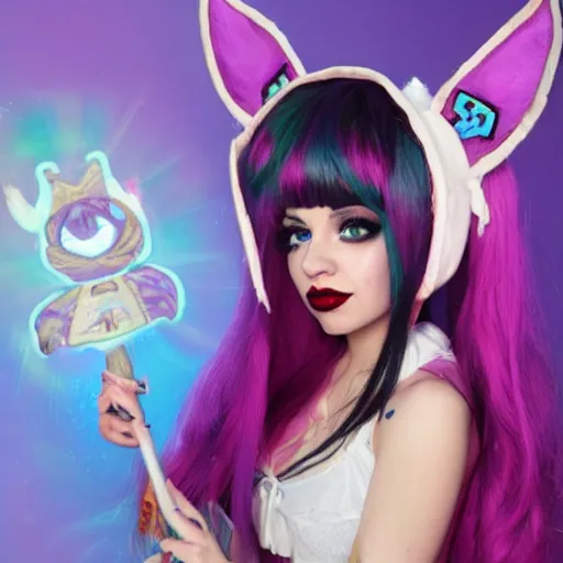 Image similar to melanie martinez as a world of warcraft character, night elf