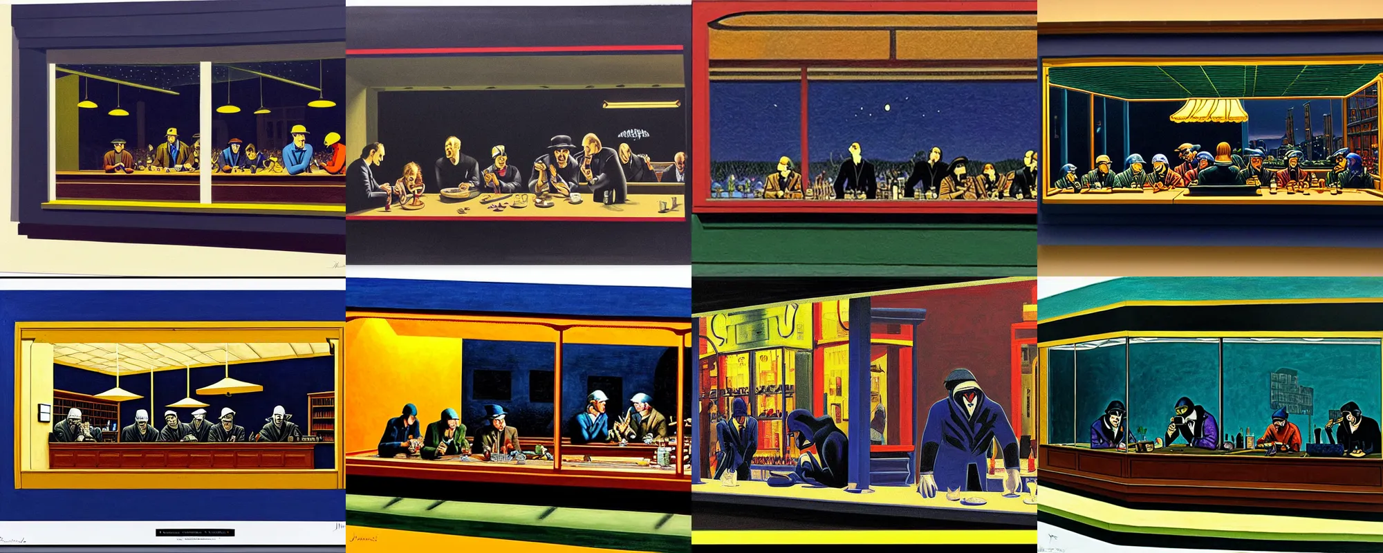 Prompt: nighthawks by james hopper with bill murray