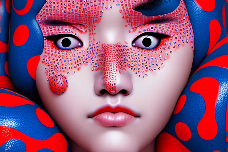 Prompt: hyperrealistic detailed image of a geisha laying in a room, background by yayoi kusama, part by kei mieno, part by ross tran, part by james jean, ultra realistic, highly detailed, symmetrical face, detailed body, 3 d render, very cohesive, masterpiece