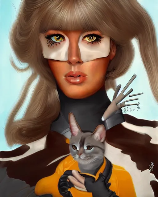 Image similar to barbarella's cat fursona, portrait, many small details, artstation trending, artgerm, deviantart featured