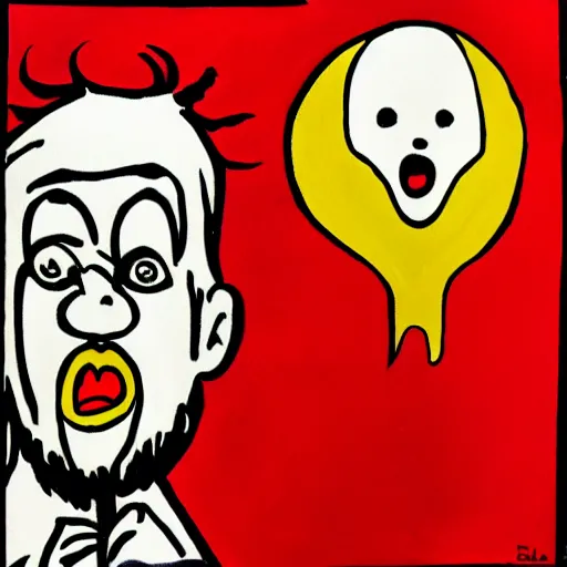 Image similar to the Scream painting but the guy screaming is Guy Fieri