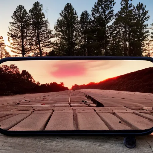 Image similar to a beautiful sunset over a dumpster on fire, landscape photography, award - winning, amazing details,