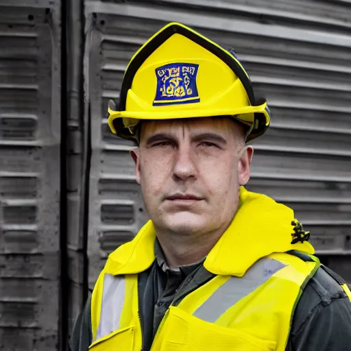 Image similar to a portrait of a combine civil protection guard