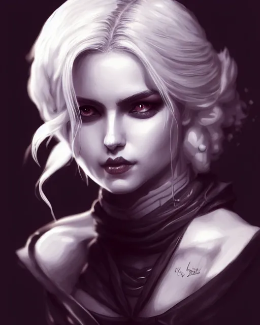 Image similar to black crimson ink smoke portrait of ciri, artgerm, wlop, artstation