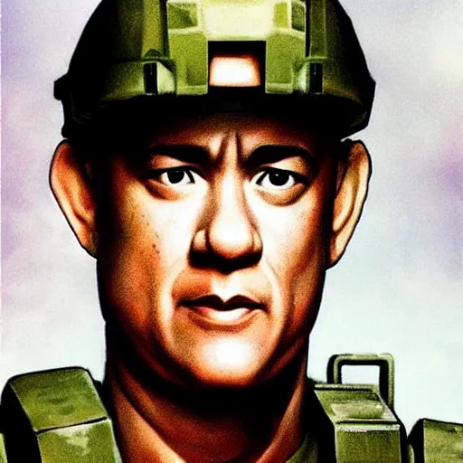 Prompt: Tom Hanks as a marine from Halo, highly detailed, cinematic