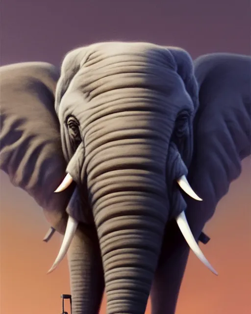 Image similar to highly detailed vfx portrait of a character of an elephant stephen bliss, chalk, unrealengine, greg rutkowski, loish, rhads, beeple, chalk, makoto shinkai and lois van baarle, ilya kuvshinov, rossdraws, tom bagshaw, basil gogos