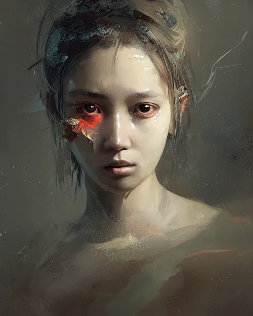 detailed portrait of girl with asian eyes, angel, | Stable Diffusion