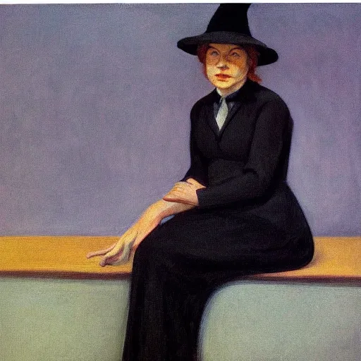 Prompt: a realistic witch portrait, by jean edward hopper,