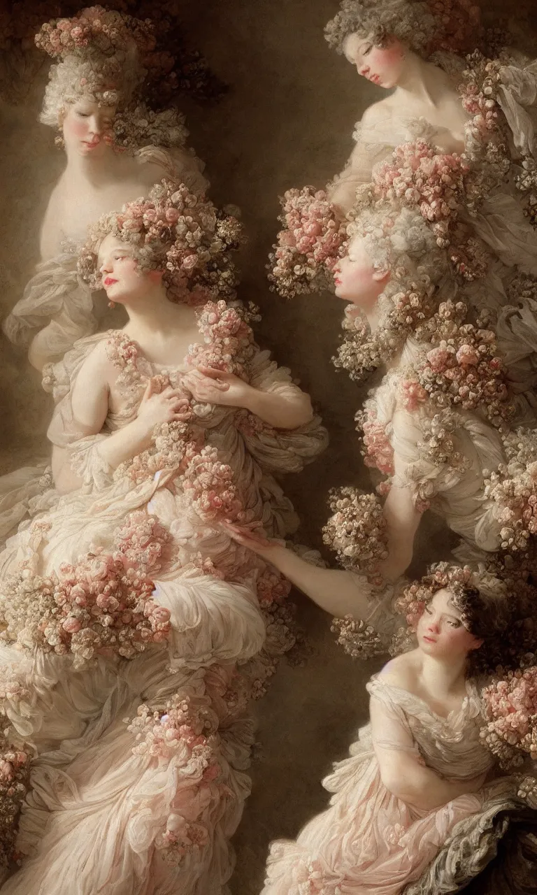 Image similar to portrait fragrance advertising campaign by jean honore fragonard, highly detailed, intricate