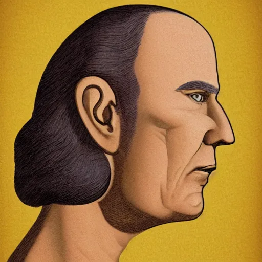 Image similar to lex fridman in mars. focus on face. high definition. illustration by grant wood