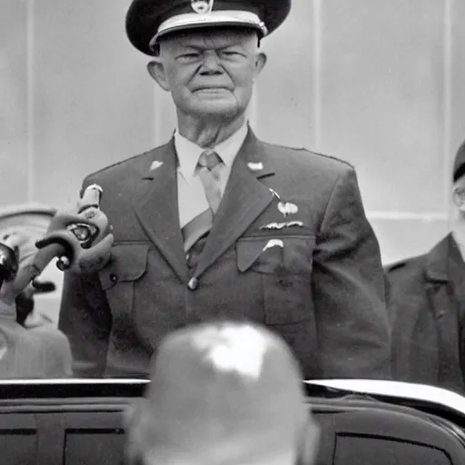 Image similar to president eisenhower aboarding a ufo