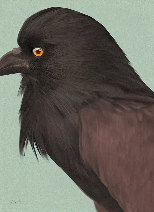 Prompt: a portrait of a humanoid crow, digital art