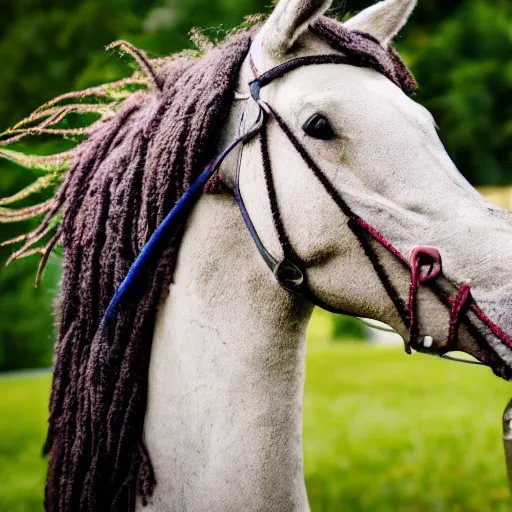 Image similar to close up photograph of very high on weed humanoid horse, stoner eyes, the humanoid horse smoked weed, weed background, smoking a blunt, 8 k resolution