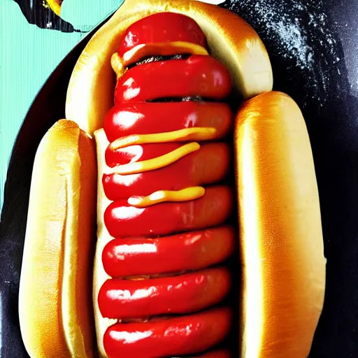 Image similar to a photo of the ultimate hotdog