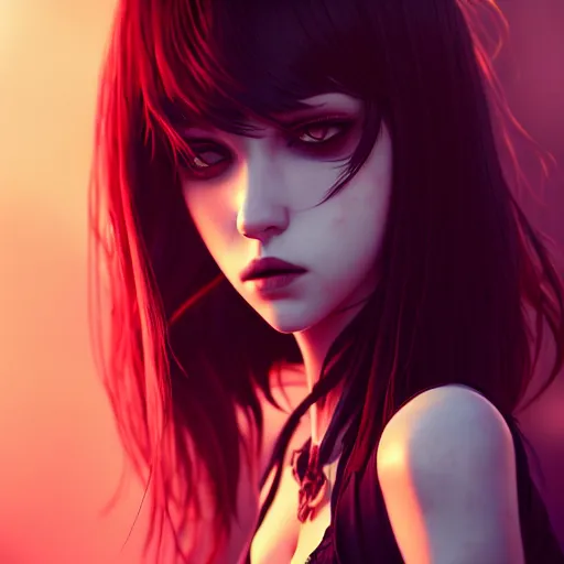 Image similar to portrait of a beautiful punkrock woman in crop top, art by saruei and guweiz and ilya kuvshinov, digital art, highly detailed, intricate, sharp focus, trending on artstation hq, deviantart, pinterest, unreal engine 5, 4 k uhd image