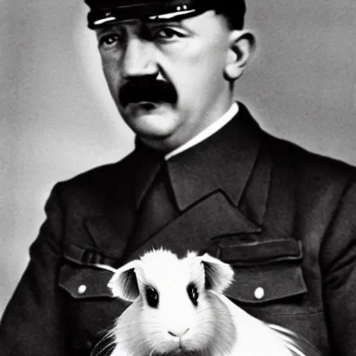 Image similar to hitler with a guinea pig, colored, hd, realistic,