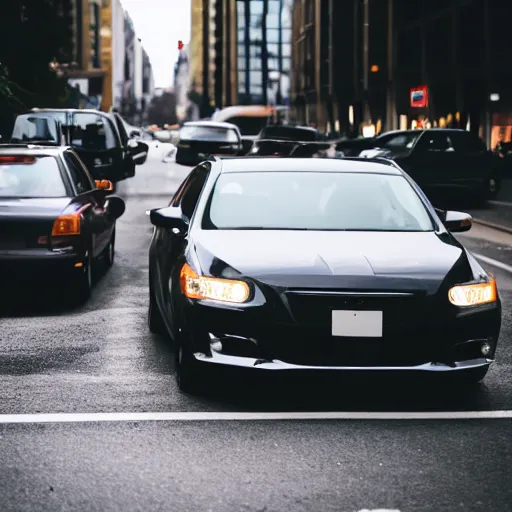 Image similar to a bunch of cars that are sitting in the street, trending on unsplash, stuckism, cityscape, depth of field