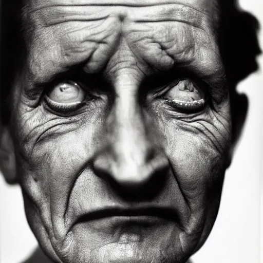 Prompt: high quality high detail portrait by richard avedon, hd, a remorseless psychopath, intense unsettling look in the eyes, photorealistic lighting