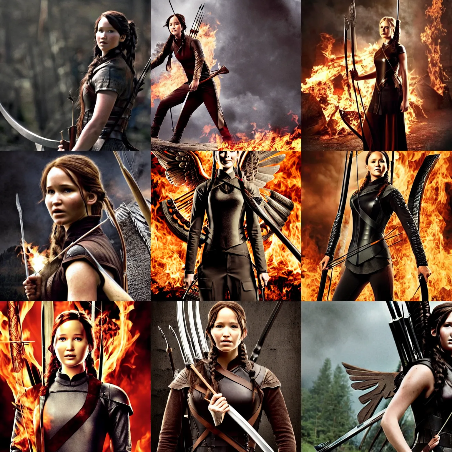 Prompt: Katniss Everdeen as a Viking shieldmaiden, holding a sword