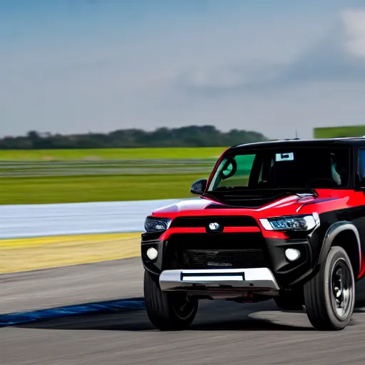 Prompt: GT4 4Runner black plain livery simple mono color, racing on track photo 2022