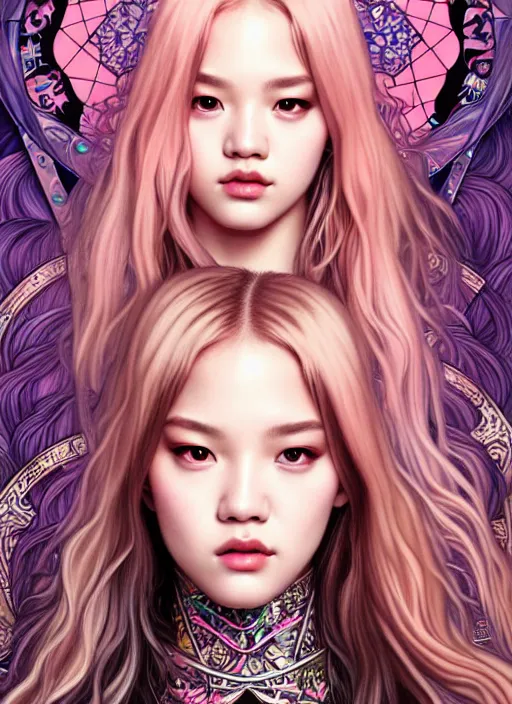 Image similar to jossi of blackpink, king, tarot card, highly detailed, digital painting, smooth, sharp focus, illustration, ultra realistic, 8 k, art by artgerm and alphonse mucha