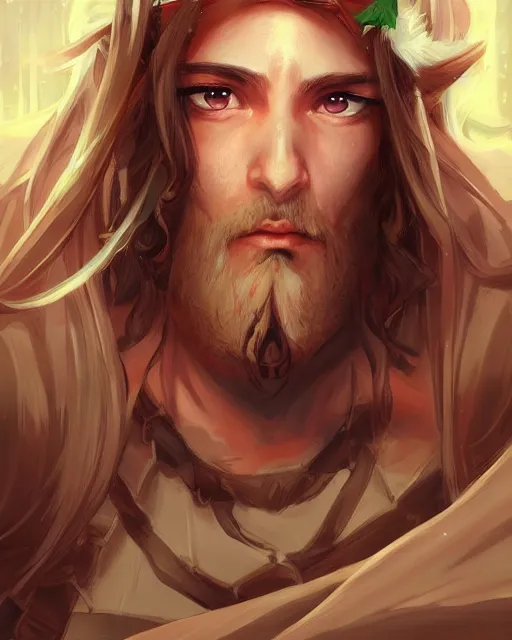 Image similar to an anime portrait of jesus christ as an elf, by stanley artgerm lau, wlop, rossdraws, james jean, andrei riabovitchev, marc simonetti, and sakimichan, trending on artstation