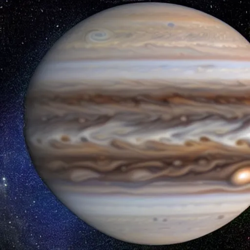 Prompt: A spaceship breaks through the clouds of jupiter