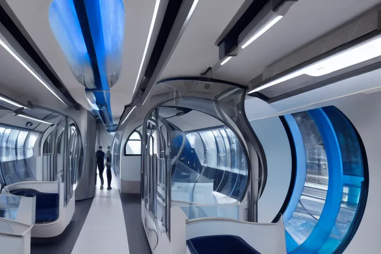 Image similar to futuristic train!! designed by apple, natural light, detailed, canon eos c 3 0 0, ƒ 1. 8, 3 5 mm, 8 k, medium - format print, blue light accents