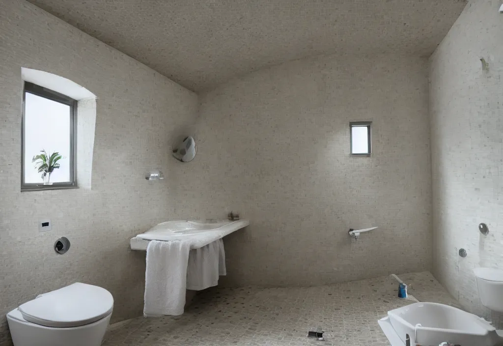 Prompt: a bathroom overlooking the universe