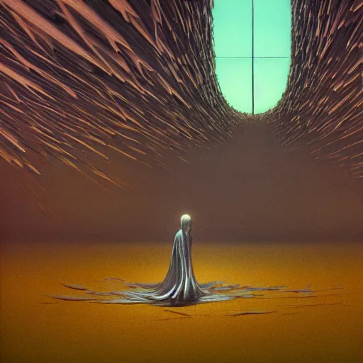 Prompt: the scene opens upon a bleeding android priest who is tending to his flock of children who are made of brilliant clear crystal, epic scope, cinematic, rule of thirds, photorealistic, hyperrealistic, 8 k, intricate detail, ultra detail, cyberpunk, superpop ultrabright, in the style of moebius, in the style of zdzisław beksinski.