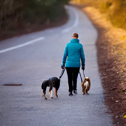 Image similar to a dog walking a human